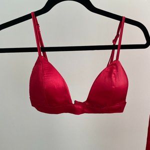 Red satin two piece set